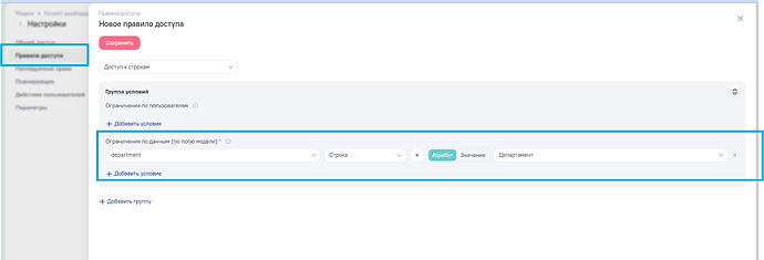 правило доступа